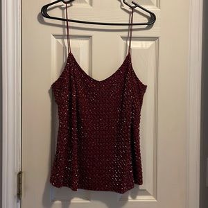 Ann Taylor red beaded tank sz 14 fits like a 12